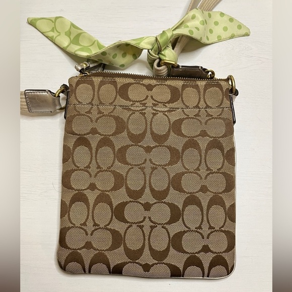 Coach Canvas Crossbody With Scarf & Silver Leather Detail - Picture 6 of 16